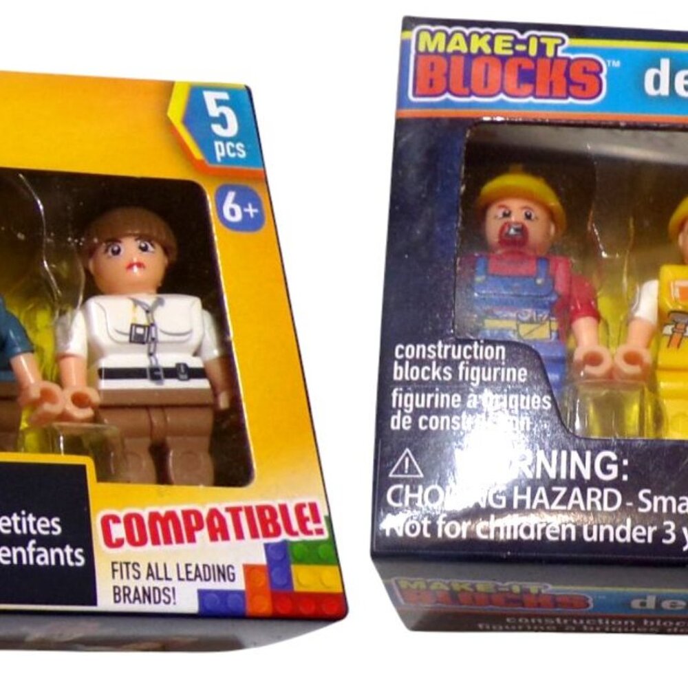 Make-It Blocks Demolition & Dino World Figures 5 Pc Brand Compatible (Set of 2)